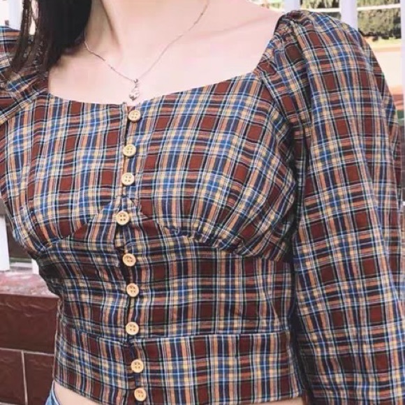 MICN Vintage French Square Collar Bubble Sleeve Crop Top for women 9/10 new - Picture 5 of 6